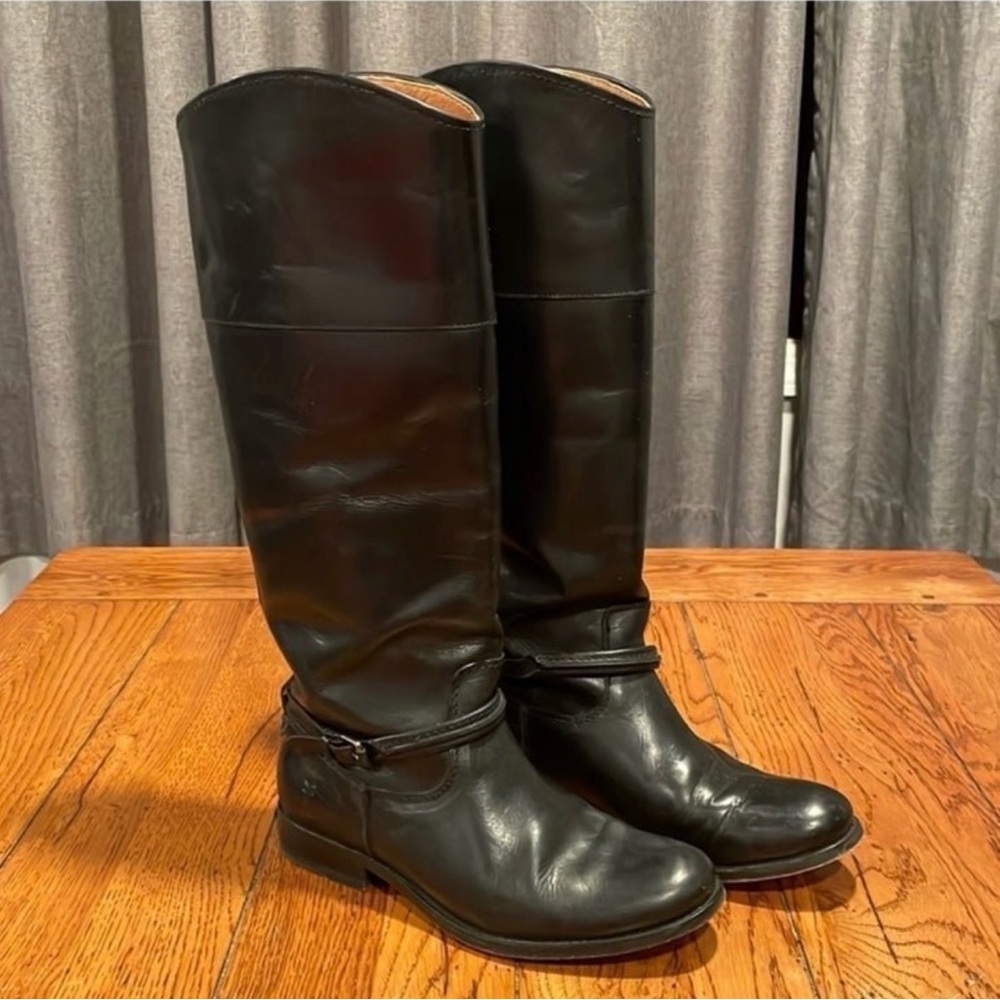 Frye Black Leather Knee-High Boots